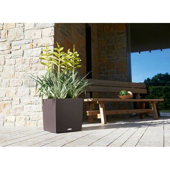 LECHUZA CUBE Cottage 40 All-in-One Set Drinnen/Draußen Topfpflanzer Freistehend Polypropylen (PP) Weiß, Farbe: Weiß, 5 image