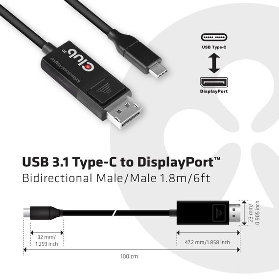 CLUB3D USB Type C Cable to DP 1.4 8K60Hz M/M 1.8m/5.9ft, 3 image