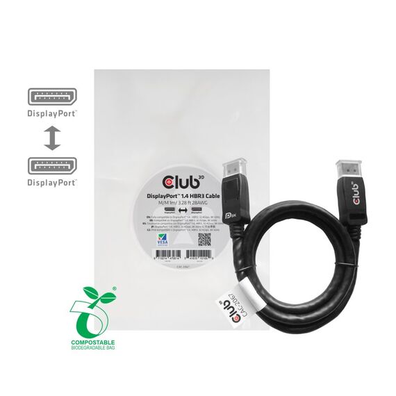 CLUB3D DisplayPort 1.4 HBR3 Kabel Stecker/Stecker 1Meter 8K60Hz