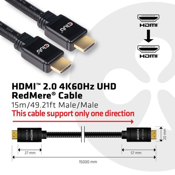 CLUB3D HDMI 2.0 4K60Hz UHD RedMere Kabel 15 meter, 2 image