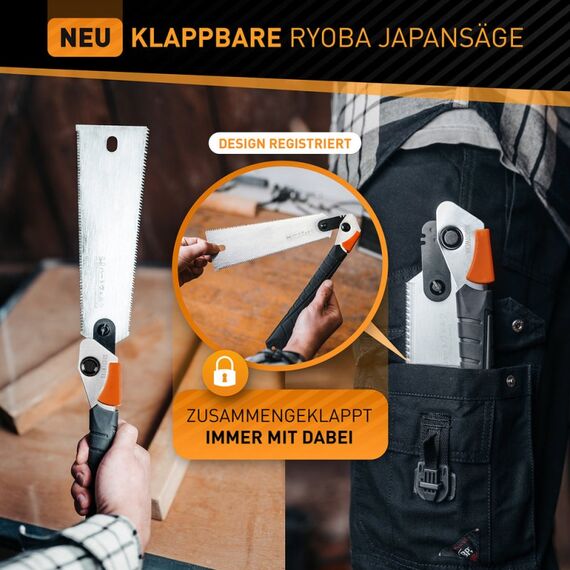 HARDTWERK 15875 Handsäge Japansäge 24 cm Schwarz, Orange, Silber, 2 image
