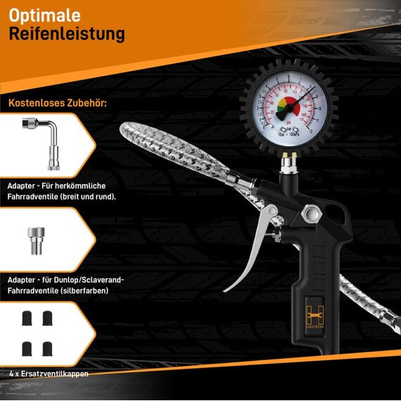 HARDTWERK 15882 Reifendruckmessgerät 0 - 12 bar Analog-Manometer, 5 image