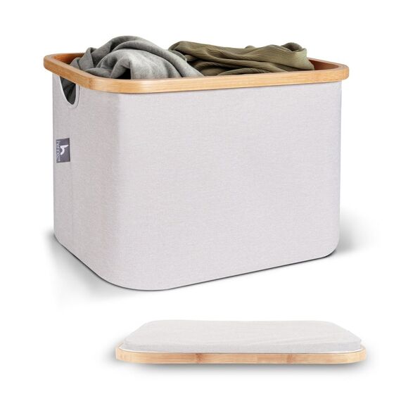 HENNEZ Aufbewahrungskorb "Adrian" 40 l - Beige/Grau, Farbe: Beige, Grau