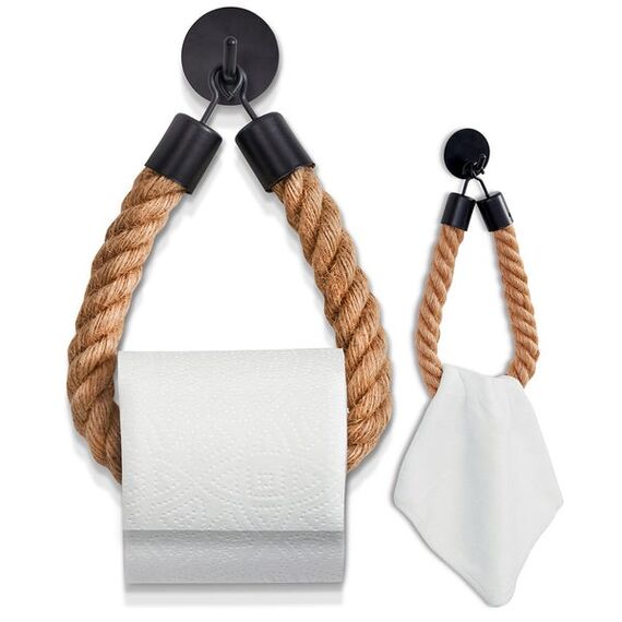 HENNEZ 15917 Papiertuch-Behälter Wandmontierter Papierhandtuchhalter Metall, Jute Schwarz, Braun