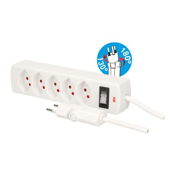 Max Hauri AG Cable Home 160821 Verlängerungskabel 2 m 5 AC-Ausgänge Drinnen Weiß, 4 image