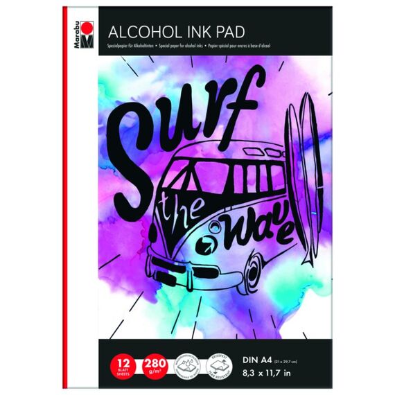 Marabu Alcohol Ink Pad Kunstdruckpapierblock 12 Blätter