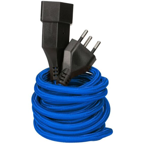 MaxTex 168154 Stromkabel Schwarz, Blau 3 m T12 T13, Farbe: Schwarz, Blau, Länge: 3 m