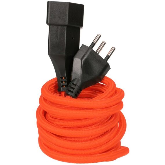 MaxTex 168157 Stromkabel Orange 3 m T12 T13, Farbe: Orange, Länge: 3 m