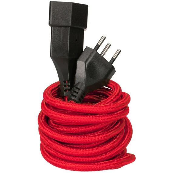 MaxTex 168159 Stromkabel Rot 3 m T12 T13, Farbe: Rot, Länge: 3 m