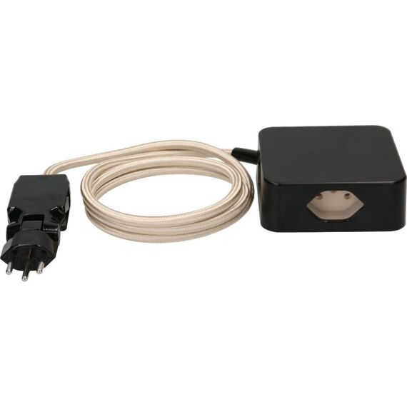 MaxTex Cube Verlängerungskabel 2 m 4 AC-Ausgänge Drinnen Schwarz, Gold, Farbe: Schwarz, Gold, Länge: 2 m