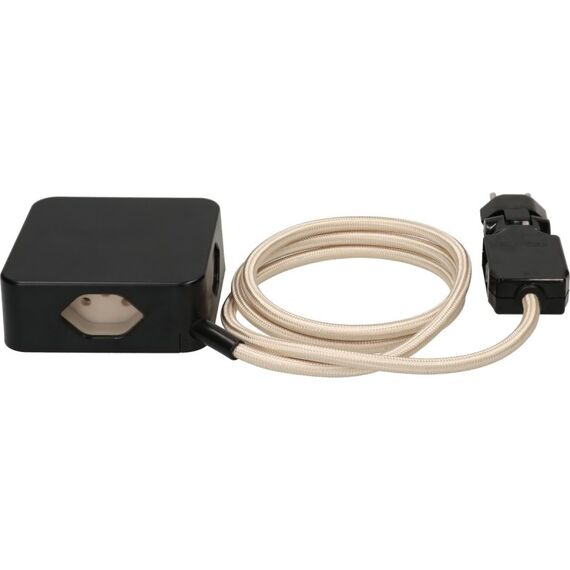 MaxTex Cube Verlängerungskabel 2 m 4 AC-Ausgänge Drinnen Schwarz, Gold, Farbe: Schwarz, Gold, Länge: 2 m, 2 image