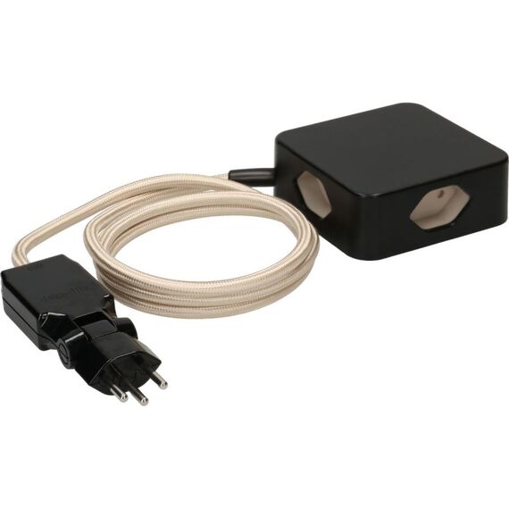 MaxTex Cube Verlängerungskabel 2 m 4 AC-Ausgänge Drinnen Schwarz, Gold, Farbe: Schwarz, Gold, Länge: 2 m, 3 image