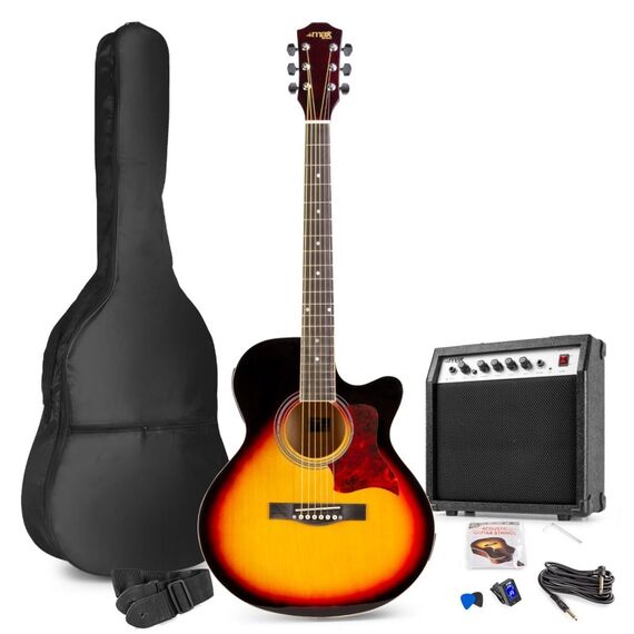 MAX Music 173.174 Gitarre Akustikgitarre Jumbo Schwarz, Braun, 10 image