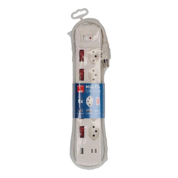 Max Hauri AG Steckdosenleiste Multi-Switch 5x Typ 13 2xUSB-C 1xUSB-A PD 20W ws, 5 image