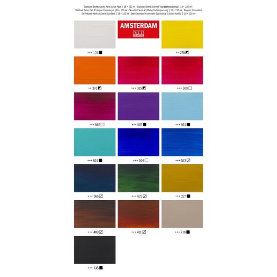 Amsterdam 17791918 Acrylfarbe 120 ml Schwarz, Blau, Cyan, Grün, Grau, Magenta, Orange, Rot, Violett, Weiß, Gelb Tube, 3 image