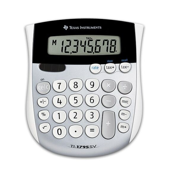 Texas Instruments TI-1795 SV Taschenrechner Desktop Einfacher Taschenrechner Schwarz, Silber, Weiß