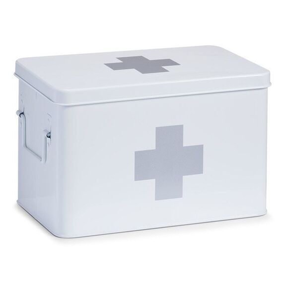 Zeller Present 18119 Aufbewahrungsbox Rechteckig Metall Grau, Weiß, Farbe: Grau, Weiß