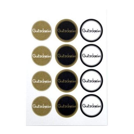 Artoz Sticker Gutschein Dekorativer Aufkleber Schwarz, Gold, Weiß