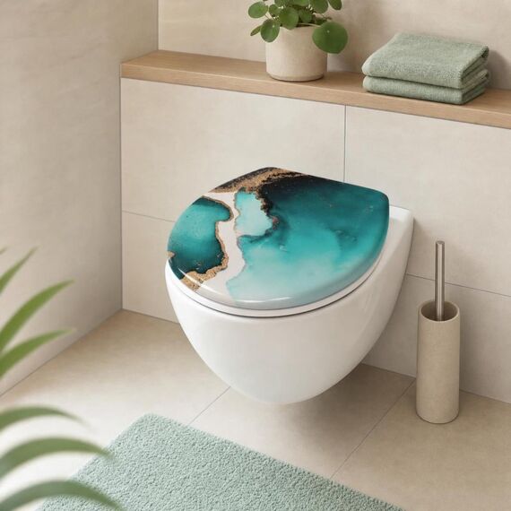 Kleine Wolke 1878675075 Toilettensitz Harter Toilettensitz Duroplast Türkis, Türkis, 5 image