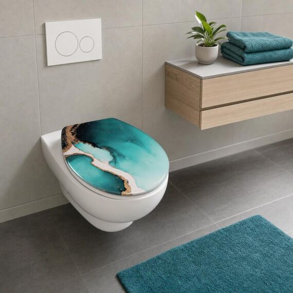Kleine Wolke 1878675075 Toilettensitz Harter Toilettensitz Duroplast Türkis, Türkis, 6 image