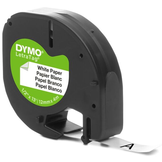 DYMO Original LetraTag Papier Etikettenband | schwarz auf weiß | 12 mm x 4 m | selbstklebendes Papier Schriftband | für LetraTag-Beschriftungsgerät, 13 image