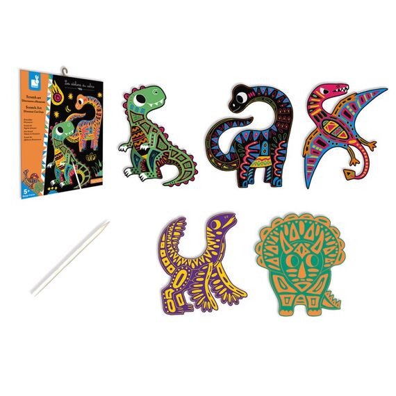 JANOD Scratch Art Dinosaur Cut Outs, 4 image