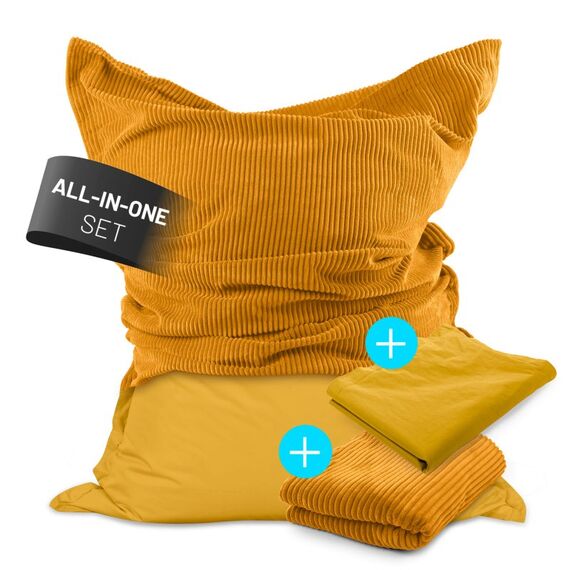 Lumaland 19143 Sitzsack Gelb Drinnen Rechteck, Farbe: Gelb