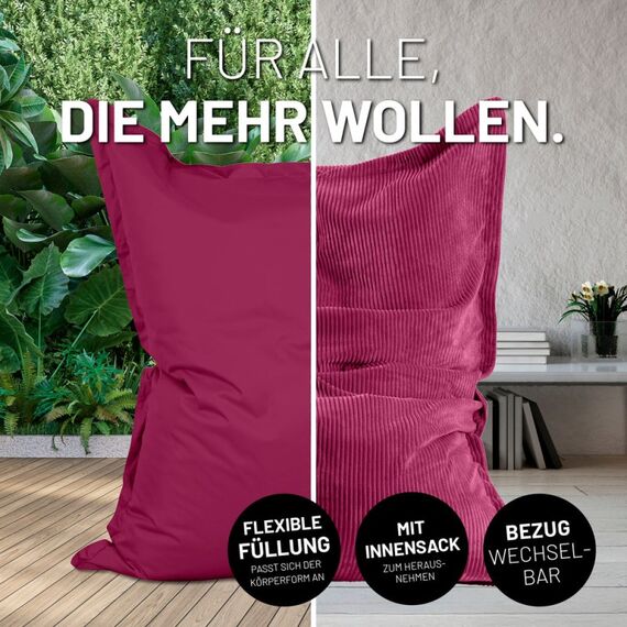 Lumaland Sitzsack Classic XXL All-in-One Set Rot Drinnen Rechteck, 3 image