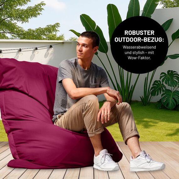 Lumaland Sitzsack Classic XXL All-in-One Set Rot Drinnen Rechteck, 6 image