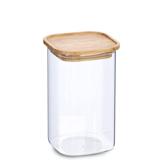 Zeller Present 19491 Glas Quadratisch Bambus Transparent, Bambus