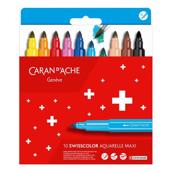 Caran d-Ache 195.410 Filzstift Fettdruck Beige, Schwarz, Blau, Braun, Grün, Hellblau, Orange, Pink, Rot, Gelb 10 Stück(e), 2 image