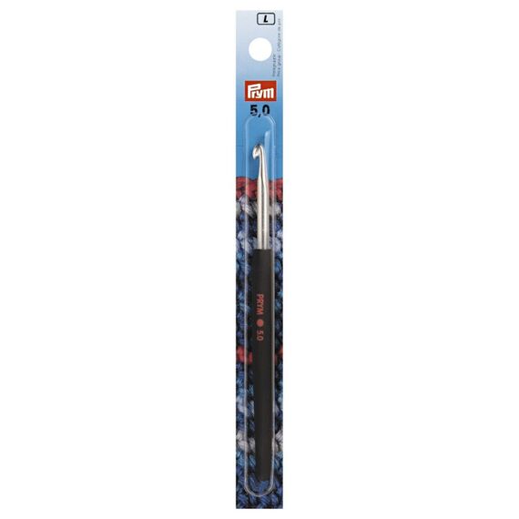 Prym Wollhäkelnadeln Soft-Griff, 14cm, 5,00mm, silberfarbig