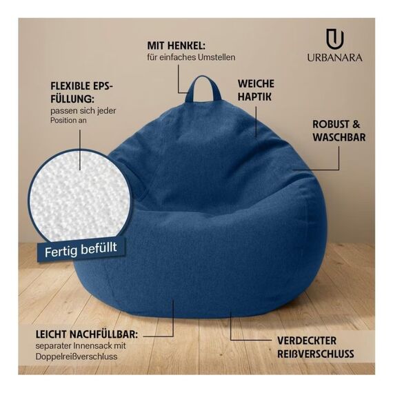 URBANARA Basic-Comfort Blau Drinnen Kegelförmig, 3 image