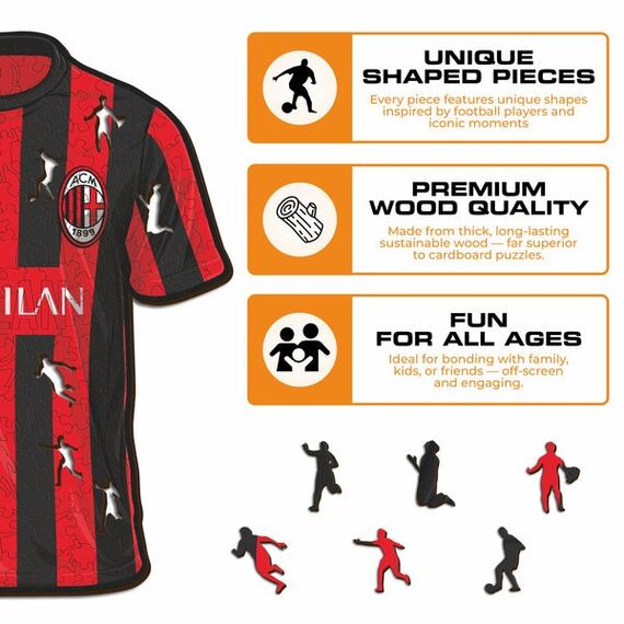 Iconic Puzzles AC Milan - Jersey Puzzlespiel 150 Stück(e) Sport, Farbe: Schwarz, Rot, 6 image