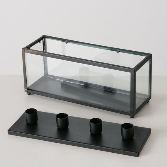 Boltze 2049916 Kerzenständer Glas, Metall Schwarz, Transparent, 5 image