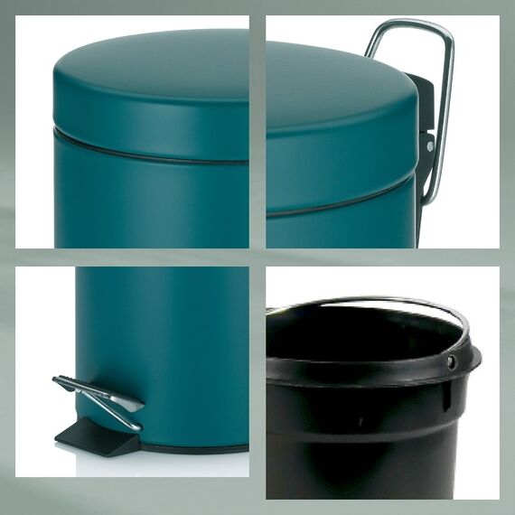 Kela 20528 Abfallbehälter Rund Metall Farbe Petrol, Farbe: Farbe Petrol, 4 image