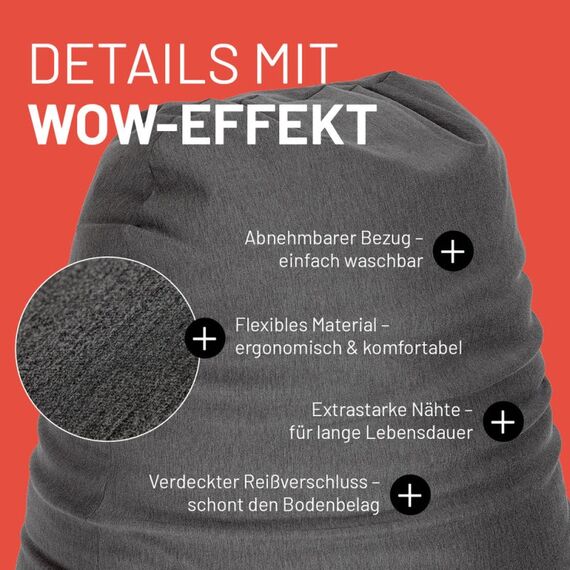 Lumaland 20652 Sitzsack Dunkles Grau Drinnen Oval, 6 image