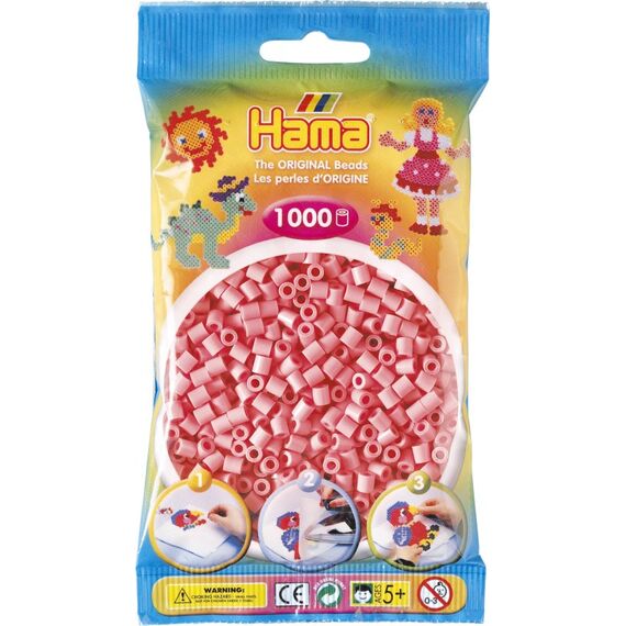Hama Beads 207-06 Perle Rohrförmige Perle Pink 1000 Stück(e), Farbe: Pink