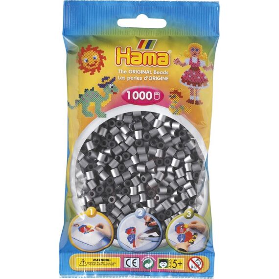 Hama Beads 207-62 Perle Rohrförmige Perle Silber 1000 Stück(e), Farbe: Silber