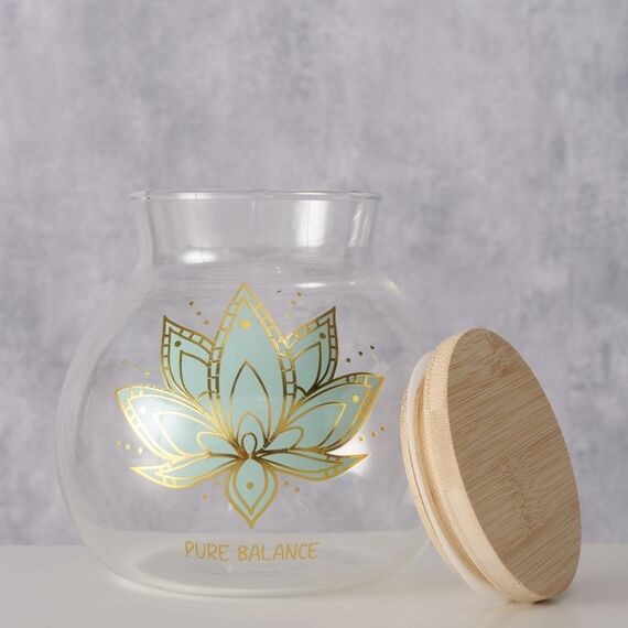 Boltze 2079154 Glas Rund Bambus, Glas, Silikon Transparent, 2 image