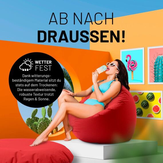 Lumaland Runder Sitzsack 2 in 1 Rot Drinnen Stuhl, 6 image