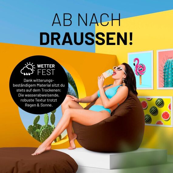 Lumaland Runder Sitzsack 2 in 1 Braun Drinnen Stuhl, 6 image