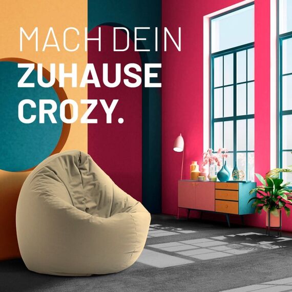 Lumaland Runder Sitzsack 2 in 1 Beige Drinnen Stuhl, 3 image