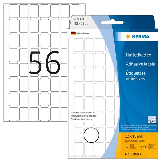 HERMA Vielzwecketiketten 12x18 mm weiß Movables/ablösbar Papier matt 1792 St.