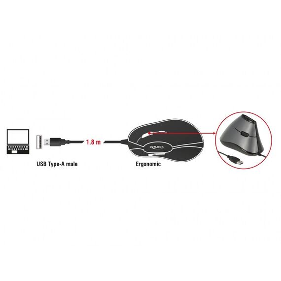 DeLOCK 12527 Maus Büro Rechts USB Typ-A Optisch 800 DPI, 2 image