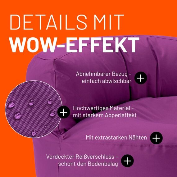 Lumaland Sitzsack-Sofa Lila Drinnen Stuhl, 5 image