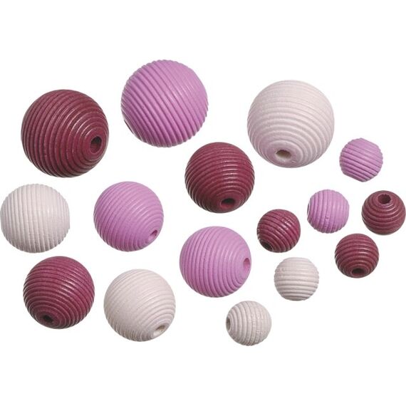 KNORR prandell 216023124 Perle Perlenmischung Holz Fuchsie, Pink 20 Stück(e), Farbe: Fuchsie, Pink