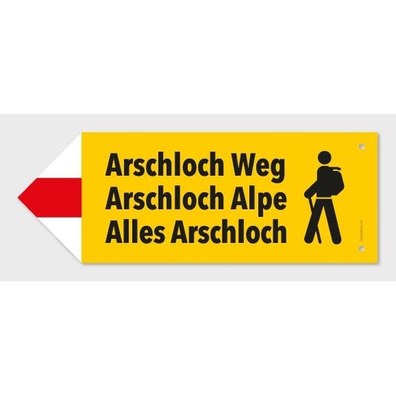 Swissmeme Arschloch Alpe Dekoratives Schild & Tafel für drinnen Aluminium Gelb