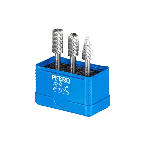PFERD HSS Frässtift Set 86 3-tlg. Zahnung 3 Ø 12mm Schaft-Ø 6mm universal mittel fein