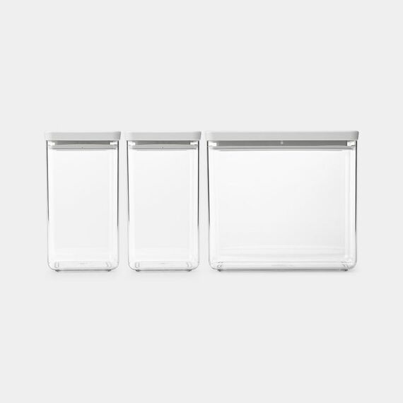 Brabantia Tasty+ Rechteckig Kanister 6,7 l Hellgrau, Transparent 3 Stück(e), Farbe: Hellgrau, Transparent